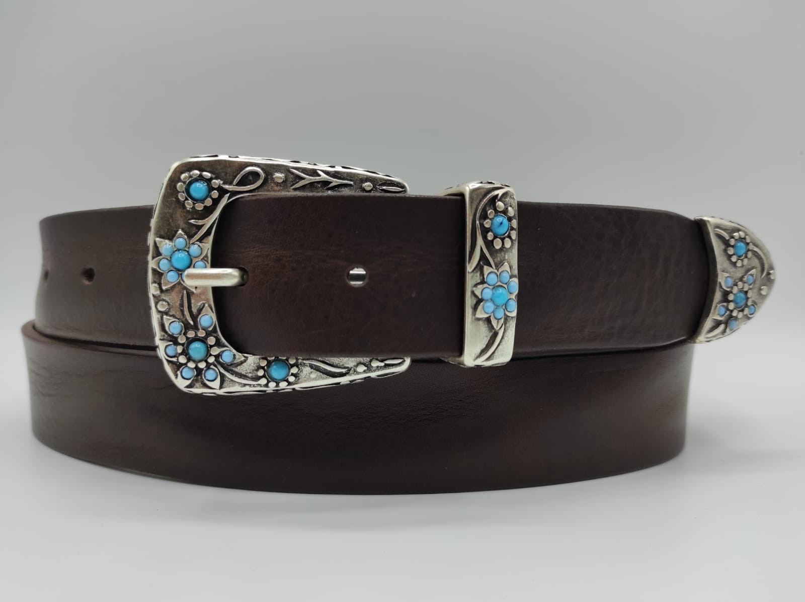 Gorgeous Sundance Leather Belt Studs And TORQUIOSE Stones Made In Italy LRG Shyanne Women main image 3
